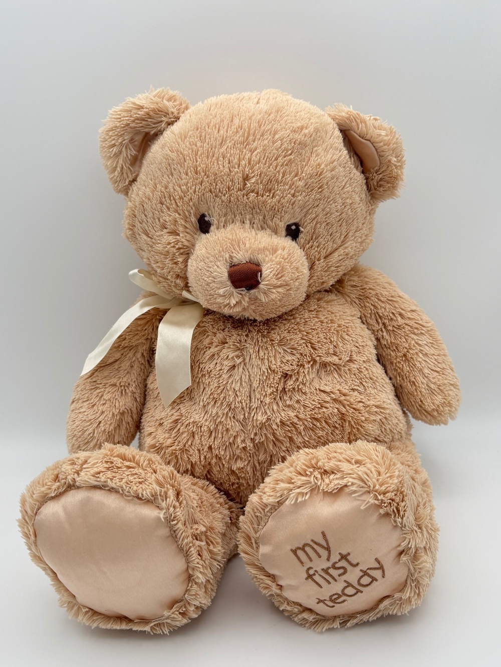 Baby Gund My First Teddy Soft Plush TanTeddy Bear Stuffed Animal Toy w Beige Bow